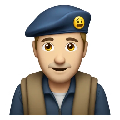 caucasian french man wearing a beret sticker