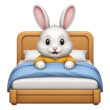cartoon rabbit jumps out of bed sticker