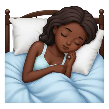 Una chica morena súper linda dormida en una cama  sticker