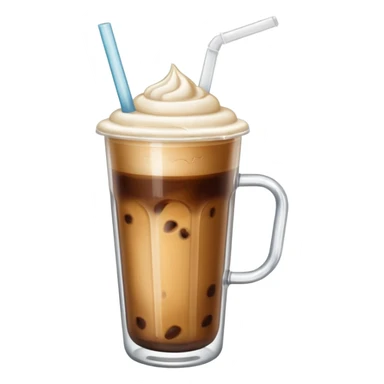 aesthetic iced coffee inside glass cup with glass straw and vanilla foam sticker