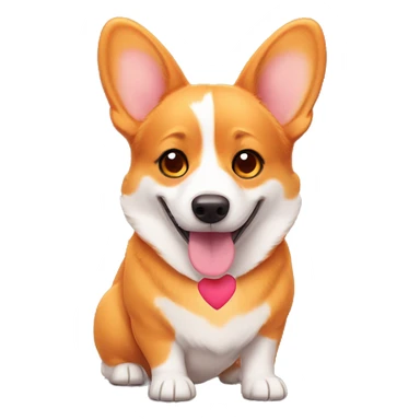 orange corgi with heart eyes sticker