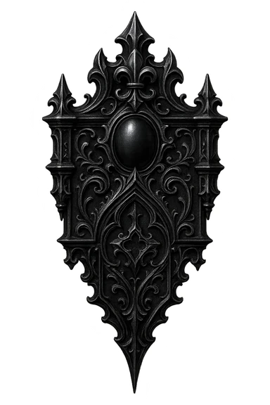 gothic object, black and silver, dramatic and stylish, no background sticker