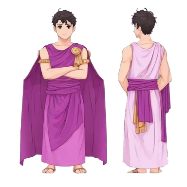 Roman man purple and pink toga sci fi clothing patterns sticker