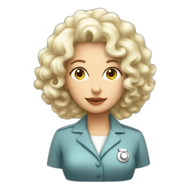 White blong curly hair preaty lady working in nuclear sticker