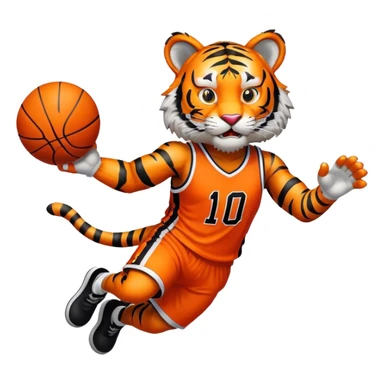 Tiger mascot playing basketball  sticker