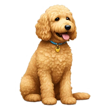 mini golden doodle sitting like human sticker