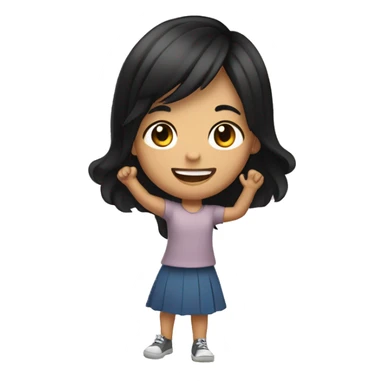 smiling girl with black hair raising hand sticker