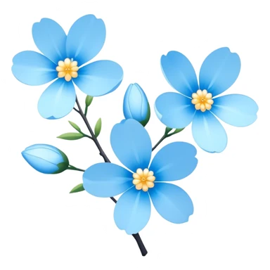 three light blue flowers on a branch with sparkles sticker