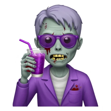 Zombie with sunglasses drinking a double cup of purple soda sticker