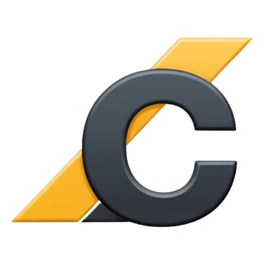Minimal emoji of a bold capital letter “C” with a single diagonal slash cutting through it from top-left to bottom-right. Clean, flat design, high contrast, readable at small sizes, tech/startup style. Black background. sticker