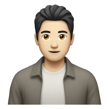 man from japan with white skin and black hair, wear casual shirt  sticker
