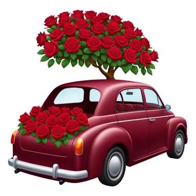 Burgundy car in the trunk many roses sticker
