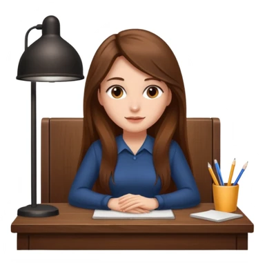 woman sitting at a desk sticker