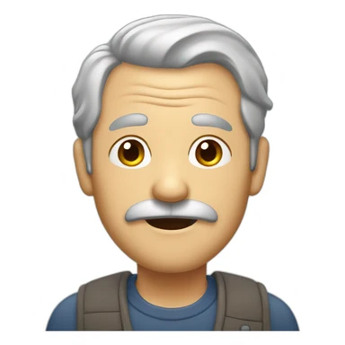 old man, gray hair, mustache sticker