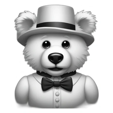 Scary Bear with bowtie, creepy, black and white, rubber hose style sticker