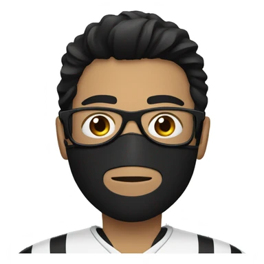 Football player with black hair, wearing a black mask and glasses  sticker