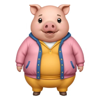 a fat pig with clothes  sticker