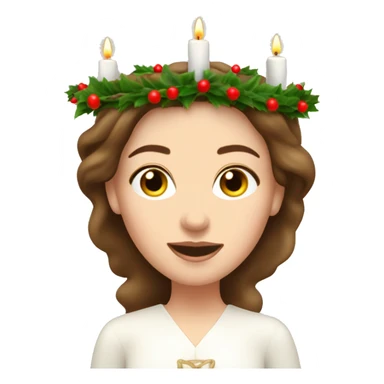brown haired white women with white gown and advent wreath with candles on the head sticker