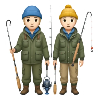 Father and son in fishing gear are cold full body sticker
