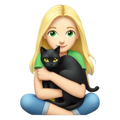blonde with blue eyes girl hugs a black cat with green-yellow eyes blonde girl hugs a gray cat with green-yellow eyes sticker