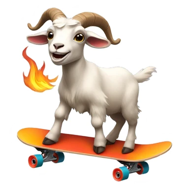 Goat riding flaming skateboard sticker