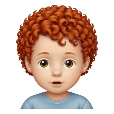 redhead kid with unique face features and very curly hair baby kid boy sticker