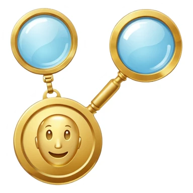 gold medal with magnifier on it sticker