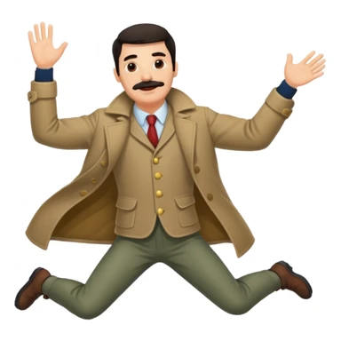 Dark haired Man with mustache wearing a coat of mail and jumping sticker