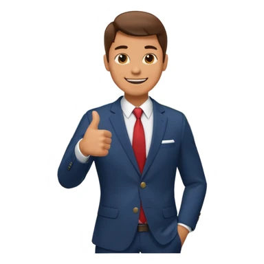 man on a mountain of reports, showing a thumbs up emoji sticker