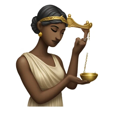 goddess Themis holding scale in her hand while blindfolded sticker