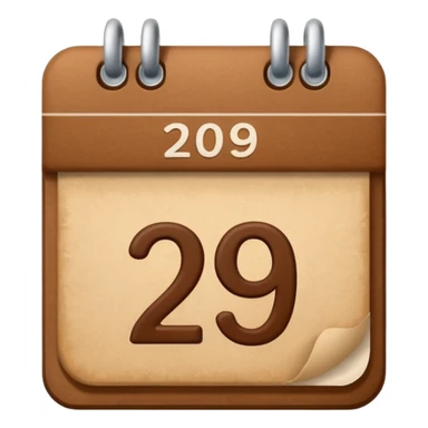 brown date calendar with number 29 sticker