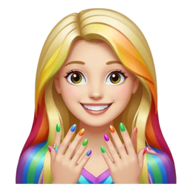 long haired woman rainbow nail art sticker