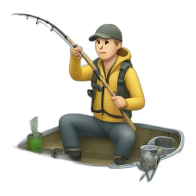 Guy fishing on the sea sticker