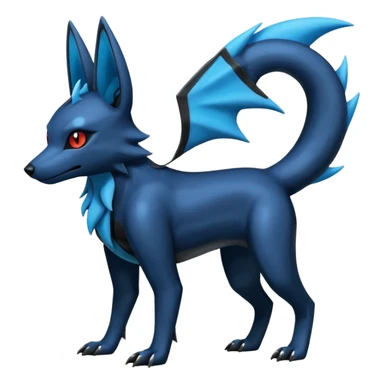 Shiny Dark Edgy Black And Blue Manectric-Umbreon-Salandit-Wolf-Fakémon-hybrid-creature (full body)  sticker