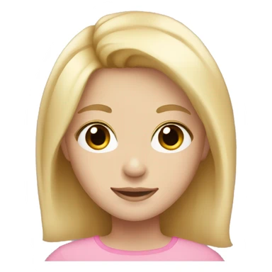 girl with blonde hair, pale skin, brown eyes and wearing pink  sticker