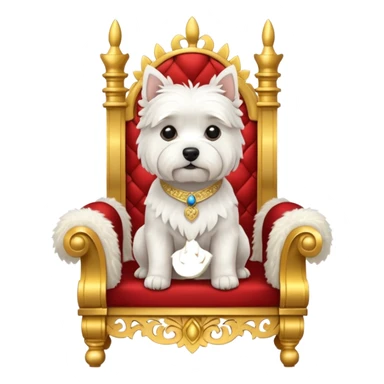 a cute west highland terrier sitting on a throne sticker