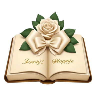 Cream bow + flower + book sticker