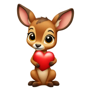 bambi holding a heart sticker