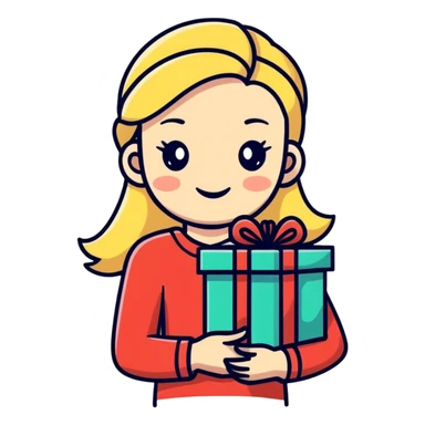 Blonde girl giving presents  sticker