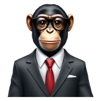 Chimpanzee wearing sunglasses and a suit and tie sticker