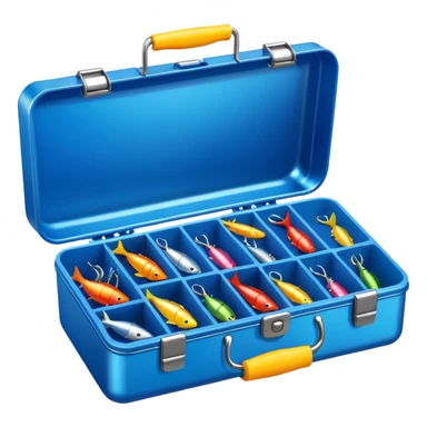 A tackle box filled with hooks, lures, and colorful bobbers.
 sticker