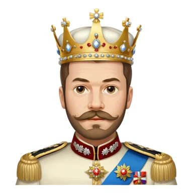 Russian tsar Nicholas II, regal attire, mustache and beard, crown, historical, detailed sticker