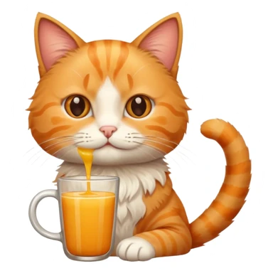 Cat holding cup of mixed orange juice and coffee sticker