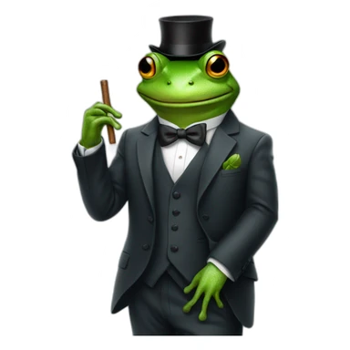Frog in suit with cigar sticker
