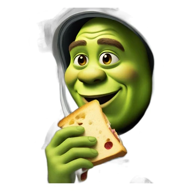 shrek eating a sandwich in space sticker