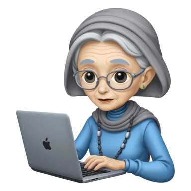 old lady alien with only gaming laptop. sticker