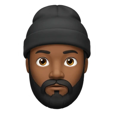 A dark-skinned man with a black beanie, and a full beard, giving him a thief-like appearance. sticker