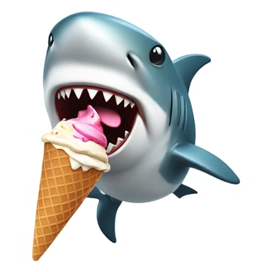 angry shark with ice crea sticker