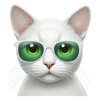 White Cat with sunglasses and green eyes sticker