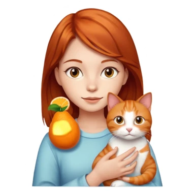 Reddish brown hair girl with orange cat sticker